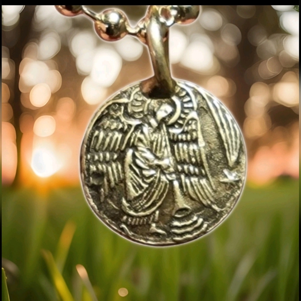 .999 Fine Solid Silver Archangel Gabriel Amulet /Charm / Pendant 15mm